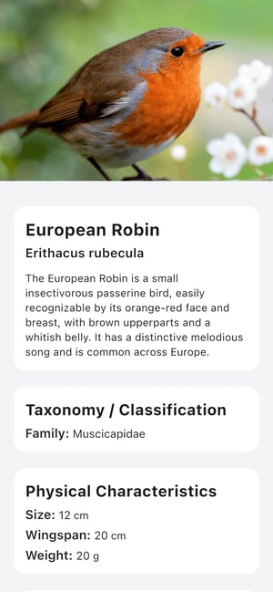 Viewing bird details